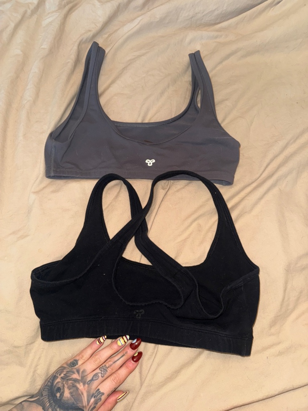 TNA Double-Strap Racerback Sports Bras - Gray & Black